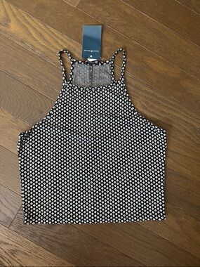 Brandy Melville Black & White Geo Halter Crop Camisole Top